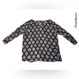 Eddie Bauer navy and white peasant top